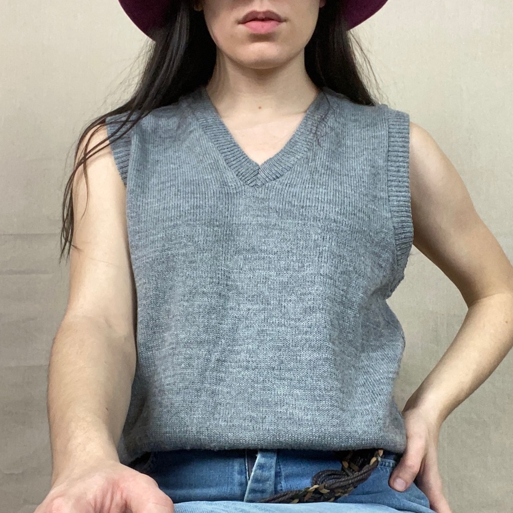 Gray sweater vest